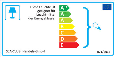 Energie-Label für Lampe - Poller mit Steuerrad Kartenoptik