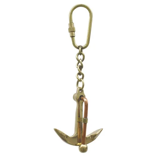 Stockanker-Schlüsselanhänger aus Messing/Kupfer 4,5 x 5 cm