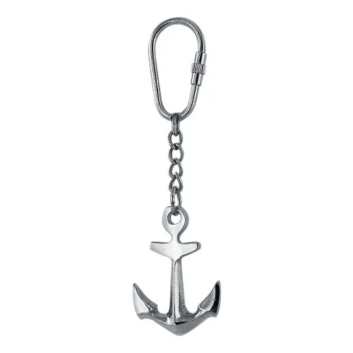 Schlüsselanhänger - Anker aus Messing vernickelt 11 cm