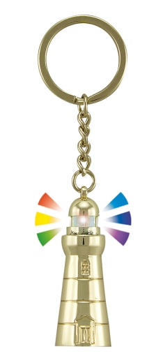 Schlüsselanhänger - Leuchtturm mit farbigem Blinklicht