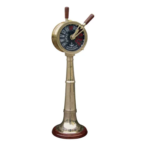 Maschinentelegraph aus Messing auf Holzsocke 65 cm