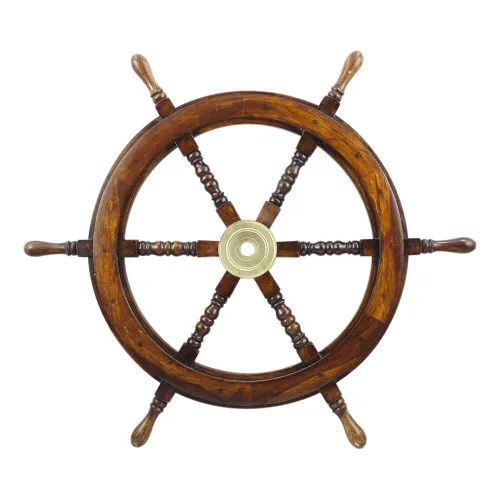 Steuerrad aus Holz/Messing 75 cm