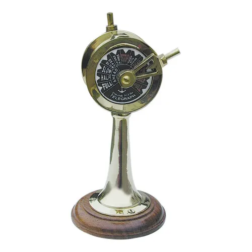 Maschinentelegraph aus Messing auf Holzsocke 16,5 cm