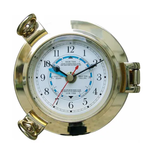 Tidenuhr im Bullauge Nautik aus Messing