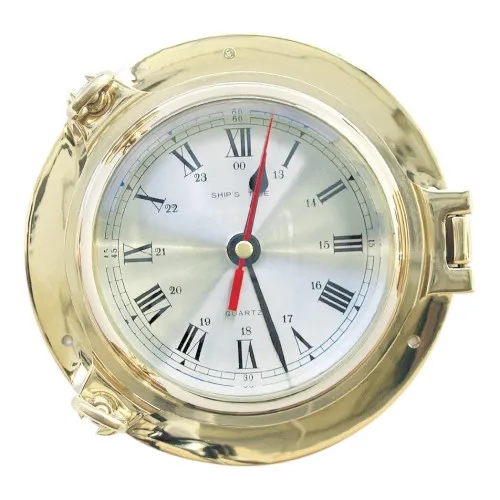 Uhr im Bullauge Nautik aus Messing
