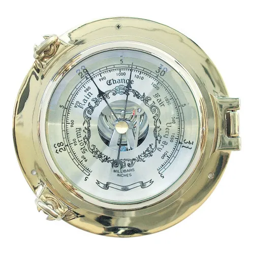 Barometer im Bullauge Nautik aus Messing