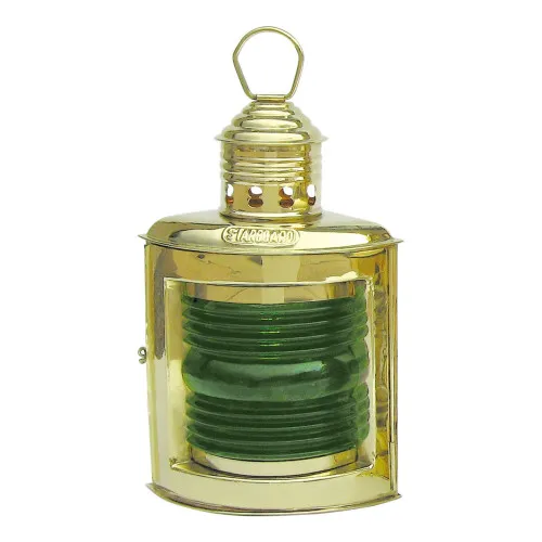 Steuerbordlampe mit Petroleumbrenner Schiffslampen aus Messing 23 cm