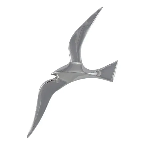 Möwe-Wandhänger Wanddeko aus Messing vernickelt 20 x 9 cm silbern