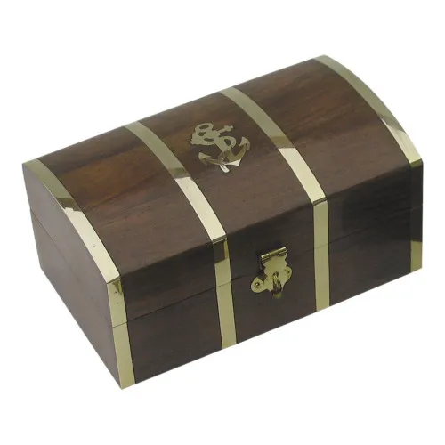 Schatztruhe Schatulle aus Holz/Messing 18 x 11 cm