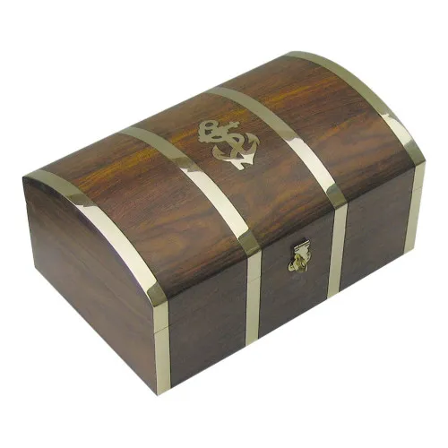 Schatztruhe Schatulle aus Holz/Messing 22 x 14 cm