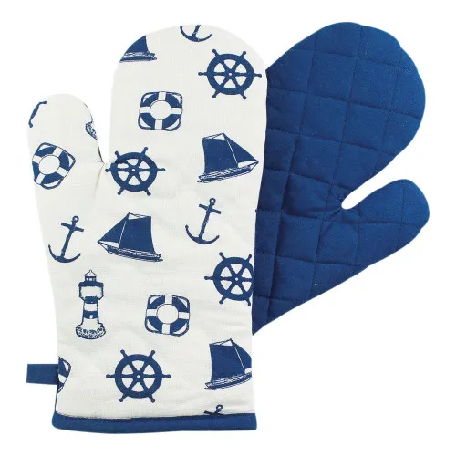 Ofenhandschuh - Maritim Küche aus Baumwolle 17 x 33 cm marineblau/weiß