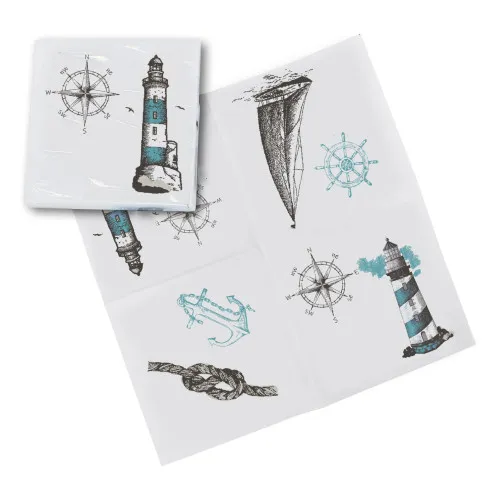 Servietten - Leuchtturm Esstisch aus Zellstoff 33 cm blau/weiß