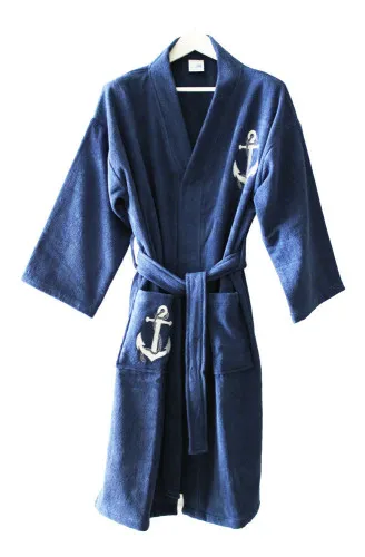 Bademantel Größe M Badezimmer aus Baumwolle marineblau