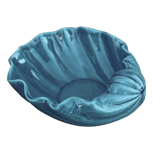 Schale - Muschel aus Steingut lackiert 21 x 18 cm blau