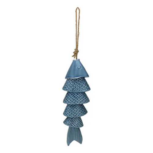 Fisch aus Steingut lackiert 29 x 9,5 cm blau