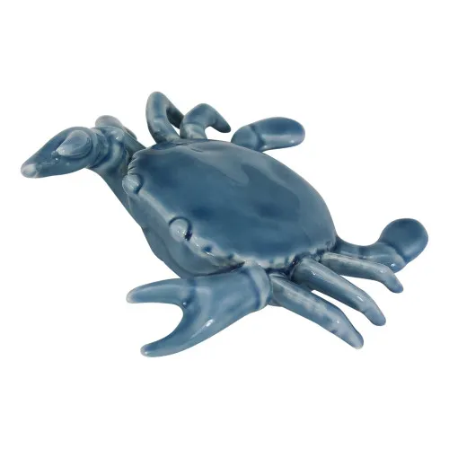 Krabbe aus Steingut lackiert 12 x 11 cm blau
