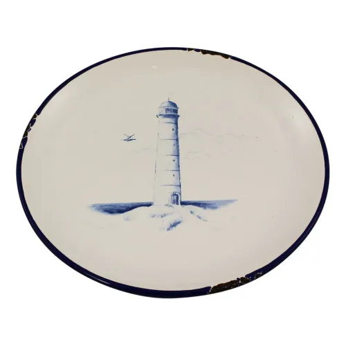 Teller - Leuchtturmdesign aus Steingut lackiert 16 x 2 cm