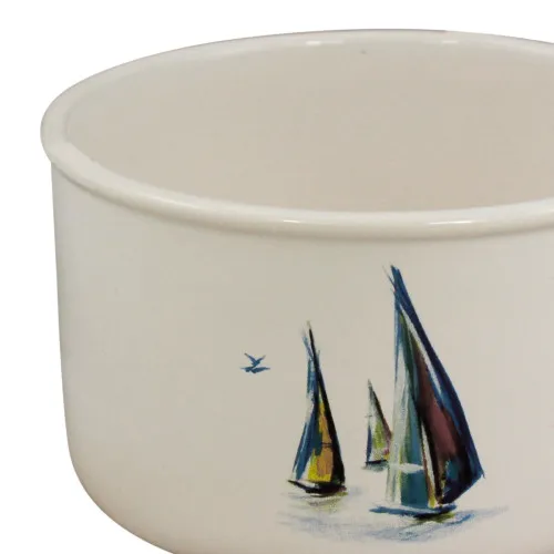 Detailansicht von Topf mit Henkel - Boote-Design