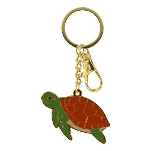 Schlüsselanhänger - Schildkröte aus Zink emailliert 5,5 x 3,5 cm goldfarben/emailliert