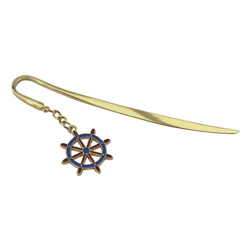 Lesezeichen - Steuerrad aus Zink emailliert 3,3 cm goldfarben/emailliert