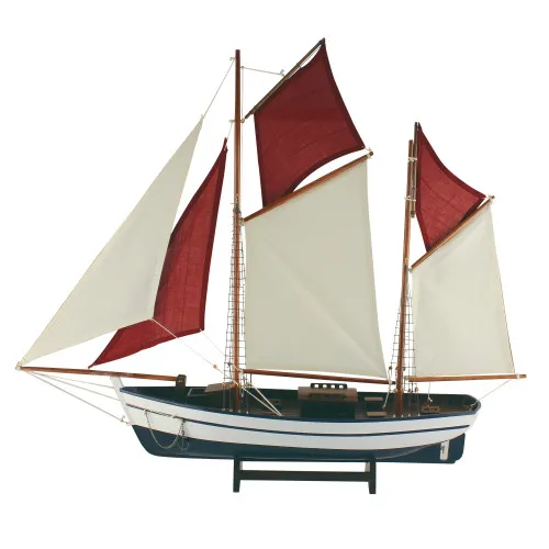 Segel-Yacht Modellschiff aus Holz/Stoff 86 x 75 cm