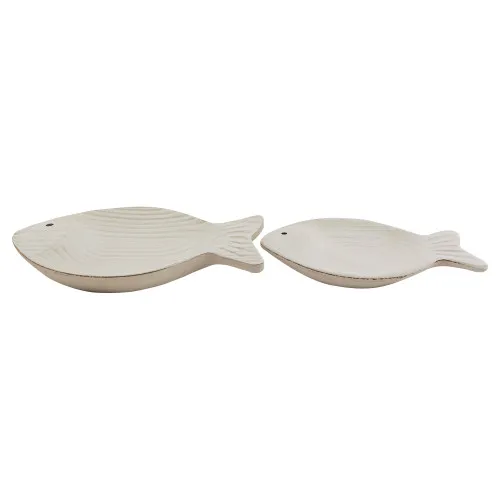 Schalen - Fisch Esstisch aus Holz 24 x 2,5 cm weiß