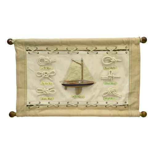 Knoten-Wandbehang Knotenbild aus Holz/Segel 54 x 31 cm