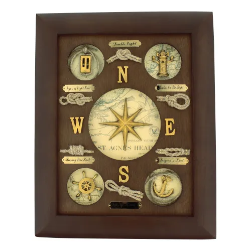 Knotentafel - Windrose & Knoten Knotenbild aus Holz 30 x 38 cm