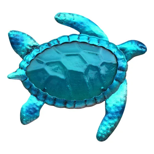 Schildkröte Wandhänger / Wanddeko aus Metall/Glas 23 x 22 cm