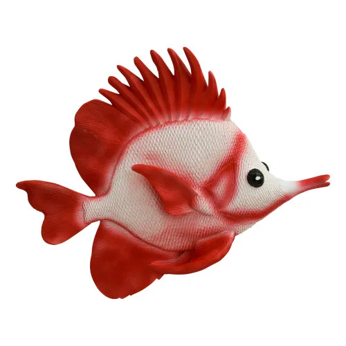 Wandhänger - Fisch Wanddeko aus Resin 26,5 x 22 cm rot/weiß