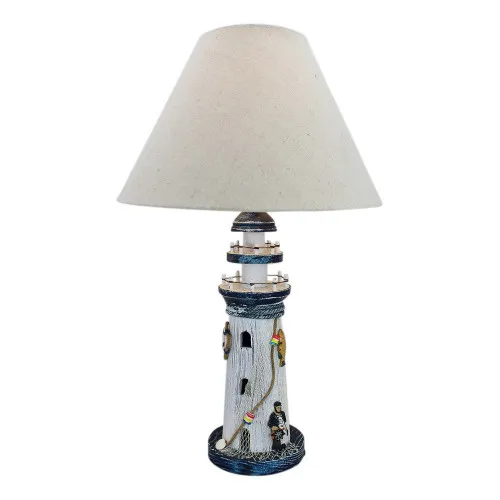 Lampe-Leuchtturm Schirmlampe aus Holz 49 cm