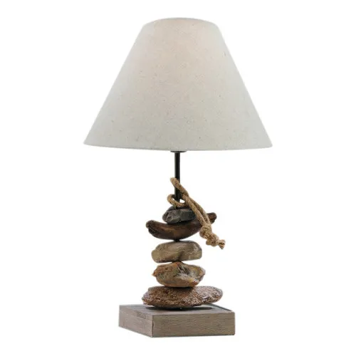 Lampe-Steine Schirmlampe aus Holz/Metall 50 cm