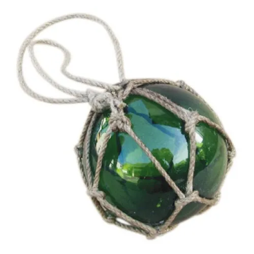 Fischerkugel aus Glas/Tauwerk 7,5 x 18 cm grün
