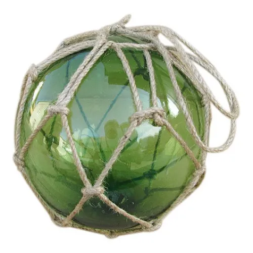 Fischerkugel aus Glas/Tauwerk 12,5 x 20 cm grün