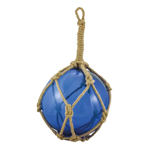 Fischerkugel aus Glas/Tau blau