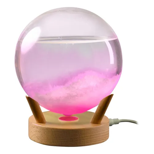 Sturmglas in Kugelform Wetterstation aus Holz/Glas 15 cm
