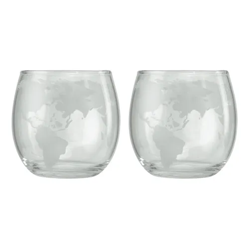 Gläser mit gefrosteter Weltkarte Whiskyglas 8 cm