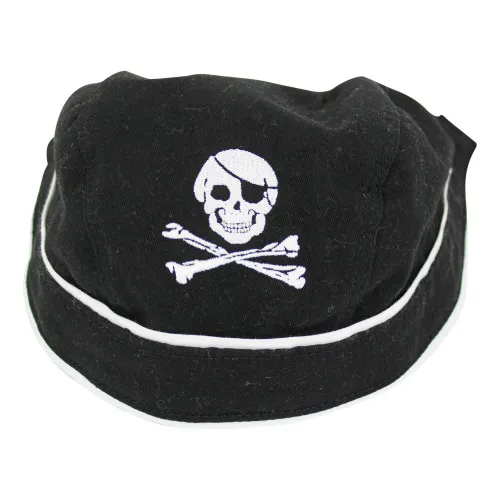 Piraten-Cap Mütze aus Baumwolle schwarz/weiß