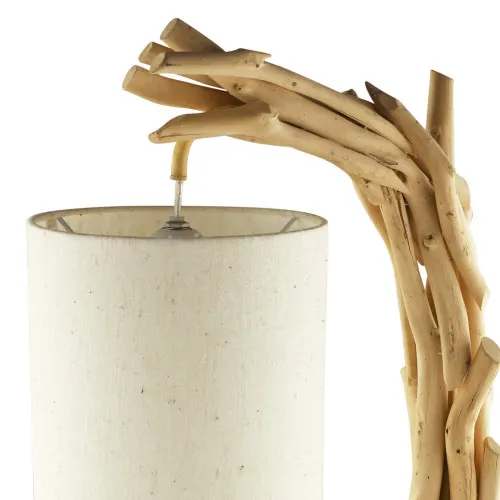 Detailansicht von Treibholz-Lampe mit Schirm