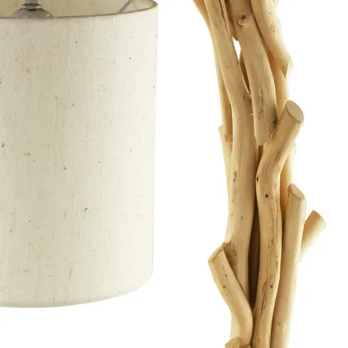 Treibholz-Lampe mit Schirm in Nahaufnahme