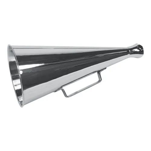 Megaphon Signalhorn aus Messing vernickelt 15,5 x 34 cm