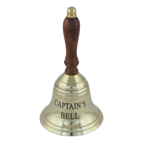 Tischglocke Captains Bell aus Messing/Holz 9 x 16 cm