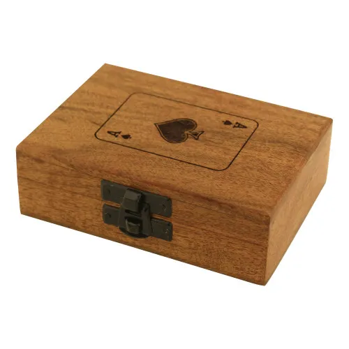 Spielkarten-Box aus Akazienholz 11 x 8 cm