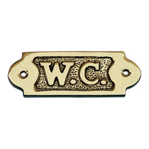 Türschild W.C. Türbeschlag aus Messing 9 x 3,5 cm
