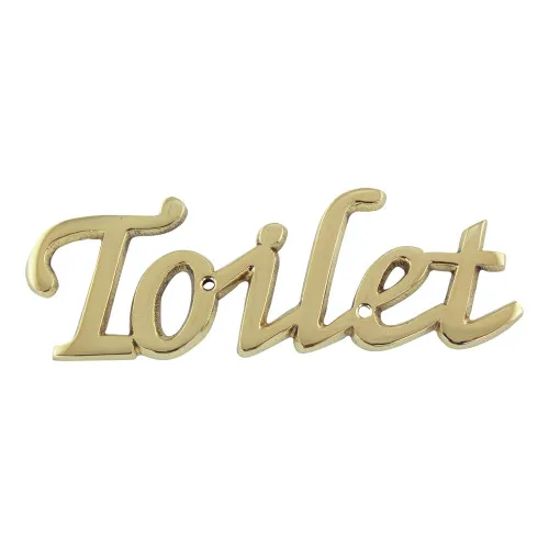 Türschild Schrift Toilet Türbeschlag aus Messing 15,5 x 5,5 cm