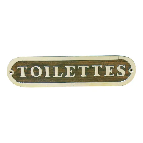 Türschild TOILETTES Türbeschlag aus Holz/Messing 21 x 5 cm