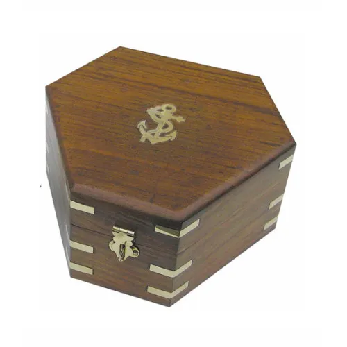 Holzbox für Sextant 8200S aus Holz/Messing 17,5 x 8,5 cm
