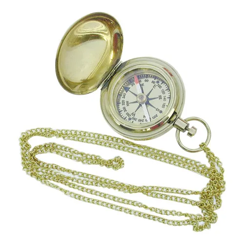 Kompass mit Kette aus Messing