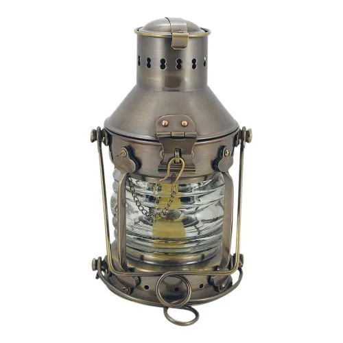 Ankerlampe mit Petroleumbrenner Schiffslampen aus Messing antik 24 cm