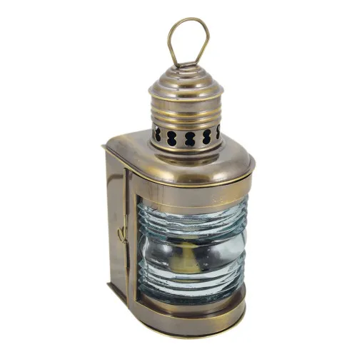 Mastlampe mit Petroleumbrenner Schiffslampen aus Messing antik 23 cm